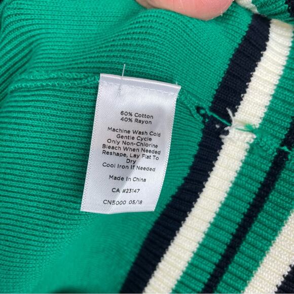 Talbots Green Navy Cotton Blend Button Cardigan Large - Picture 7 of 7